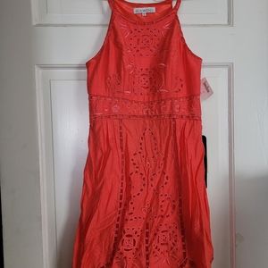 Sue Wong vibrant orange cotton bubble dress NWT